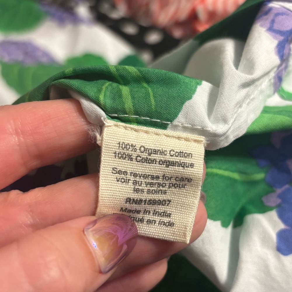 Printfresh Hydrangea Bird Frog Print Organic Cott… - image 3